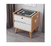 HFERTSCN Comodino Comodino Intelligente con Stazione di Ricarica, Porta e Altoparlante USB, Comodino Multifunzionale Safe in Legno Solido con Blocco di Impronte digitali Piena di Stelle FANDIAO