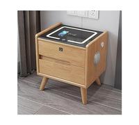 HFERTSCN Comodino Comodino Intelligente con Stazione di Ricarica, Porta e Altoparlante USB, Comodino Multifunzionale Safe in Legno Solido con Blocco di Impronte digitali Piena di Stelle FANDIAO