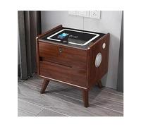 HFERTSCN Comodino Comodino Intelligente con Stazione di Ricarica, Porta e Altoparlante USB, Comodino Multifunzionale Safe in Legno Solido con Blocco di Impronte digitali Piena di Stelle FANDIAO