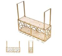HFERTSCN Porbatore rosso montato a parete portabottinaio per vino in metallo per vino in vetro con luci a LED Scaffale da bevanda a champagne vintage oro FANDIAO