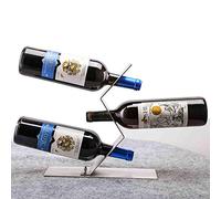HFERTSCN Porta della bottiglia di vino in metallo rosso, porta bottiglia di vino per bottiglie di alcol, porta d'ingresso portatile (argento, dimensioni: 28 x 28 x 8,5 cm) FANDIAO