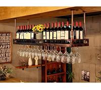 HFERTSCN Porta sospeso retrò vento industriale a loft per bottiglie di vino rosso europeo, scaffale di stoccaggio facile da installare (colore: bronzo, dimensione: L 120w, 35 cm) FANDIAO