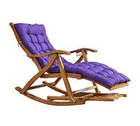 HFERTSCN Sedia a gravità zero sedia a dondolo di bamboo sedia pieghevole posa sedie da prato con imbottito per cortile a bordo piscina e spiaggia, max.150 kg (viola) FANDIAO