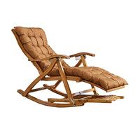 HFERTSCN Sedia a gravità zero sedia a dondolo di bamboo sedia pieghevole posa sedie da prato con imbottito per cortile a bordo piscina e spiaggia, max.150 kg (marrone) FANDIAO