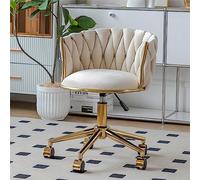 HFERTSCN Sedia da ufficio di vanità ergonomica sedia da scrivania girevole a mezzogiorno con schiera elegante ammortizzata a sedere a sedere in oro comoda e moderna design FANDIAO