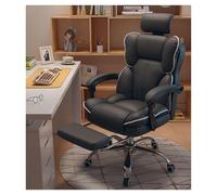 HFERTSCN Sedia da ufficio ergonomica con supporto lombare Backrest regolabile Footrest Design girevole in pelle in bianco e nero ideale per l'uso e il comfort del computer FANDIAO