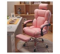 HFERTSCN Sedia da ufficio ergonomica con supporto lombare e sedia per computer in pelle girevole regolabile a poggiapiedi (rosa nero+spugna bianca e lattice) FANDIAO