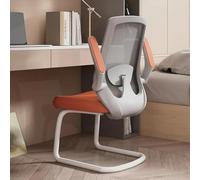 HFERTSCN Sedia da ufficio in rete traspirante senza ruote sedia ospite ergonomica con braccia fluttuanti ideali per sale conferenze e biblioteche eleganti design arancione FANDIAO