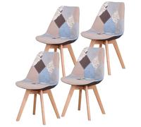 HFERTSCN Set di 4 sedie da pranzo per patchwork retrò retrò scandinavo cucina imbottita e sedili da ufficio in legno solido - rosso FANDIAO