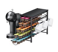 HFHOME Cassetto Porta Capsule Caffè a 5 Livelli, 70 Porta Cialde Capsule per Dolce Gusto, Porta Cialde con Scorrimento Silenzioso, Portacapsule in Metallo per Piccoli Spazi in Cucina