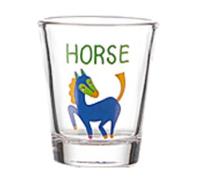 HFHungkeong 1,7 oz Shot Glasses, Cartoon Zodiac Glass Household Creative Wine Cup Interesting And Special Gifts for Friends And Family(Horse)
