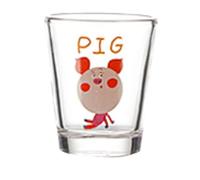 HFHungkeong 1,7 oz Shot Glasses, Cartoon Zodiac Glass Household Creative Wine Cup Interesting And Special Gifts for Friends And Family(Pig)