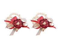 HFHungkeong 2 braccialetti con rose artificiali, gioielli per le mani da sposa, comodi ed eleganti vestiti per feste