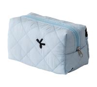 HFHungkeong Astuccio per matite carino con chiusura lampo, morbido cotone borsa per il trucco con motivo estetico penna, Blu, L, blu