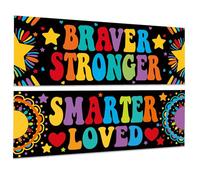 HFHungkeong Banner per classe, 2 striscioni educativi, motivazionali e ispiratori per aula e poster per adesivi da parete per la scuola, decorazione per la stagione del ritorno a scuola (BRAVER)