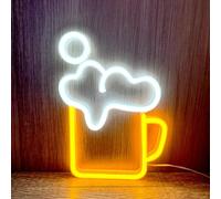 HFHungkeong Cartello al Neon per Birra con Luce LED Cartelli Luminosi da Bar per Decorazione da Parete per Festa, Club, Ristorante, Casa, Negozio, Hotel, Alimentazione a Batteria o USB Regali per