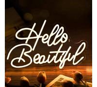 HFHungkeong Hello Beautiful - Luce al neon per la casa, decorazione da parete, camera da letto, luce notturna rosa a LED, per feste, matrimoni, bar, decorazione di bellezza, interruttore dimmer, luce