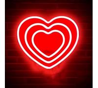 HFHungkeong Insegna al neon a forma di cuore a LED per finestra da parete per camera da letto per ragazze,Regali del cuore Lampada decorativa per la festa della mamma,San Valentino(Rosso)