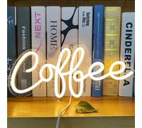 HFHUNGKEONG Insegna al neon con caffè bianco caldo,dimmerabile per bar,luci al neon in acrilico per accessori da bar,cartelli per caffetterie,decorazione da parete,alimentazione USB 5 V,35 x 16 cm