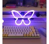 HFHungkeong Luce al neon a farfalla alimentata a batteria per la festa di Natale, dormitorio per ufficio, sfondo per decorazioni per la casa. Decorazione a farfalla al neon alimentata tramite USB