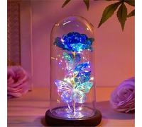 HFHungkeong Regalo per lei, Galaxy Forever Rose, regalo per la festa della mamma, rosa eterna in lamina d'oro e 2 farfalle in cupola di vetro, rosa artificiale conservata, regalo di compleanno per la