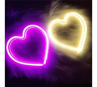 HFHungkeong Segno del Heart Led 2 pezzi,Lampada al neon a forma di cuore d'amore di San Valentino alimentata a batteria per Matrimonio Decorazione della parete della stanza delle donne della ragazza