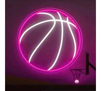 HFHungkeong Targa da basket al neon per camera da letto, dormitorio, ufficio, decorazione da parete a LED con interruttore regolabile e catena da appendere, idea regalo per bambini