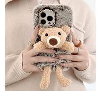HFICY Cover per Honor 400 Pro, in finta pelliccia, con 2 pellicole protettive in vetro per lo schermo, in morbida pelliccia sintetica, da donna, motivo: panda