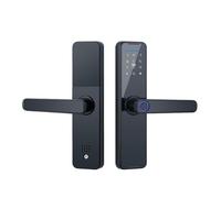 HFIGNIAHQ APP Remote Control Smart Fingerprint Card Password Code Lock With Key 5050 Lock Mortise(Black TTLock 125x22)