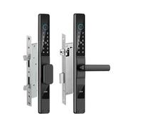 HFIGNIAHQ Tuya Smartlife Smart Sliding Door Lock Fingerprint Password Keyless Entry Electronic Lock Waterproof Aluminum For Home(Black2885hook-Short)