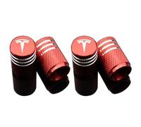 HFLKKC 4 Pezzi Auto Cappucci Valvole per Tesla Model S S X 3 Y, Impermeabile Pneumatico Polvere Cappellini, Ruota Pneumatico Steli Copertina, Facile Presa Valvola Copertine,Red