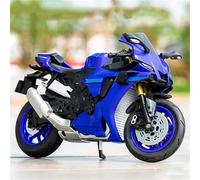 HFMXZHI Modello in scala di moto Modellino Di Moto In Lega Pressofuso, Giocattolo, Simulazione, Suono E Luci, Fuoristrada, Auto Da Collezione 1:10 Per Yamaha YZF R1M(Blue)