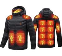Hfnnhl Giacca Riscaldata USB per Uomo, 15 Zone di Riscaldamento USB Elettrico Cappotto Riscaldato con Cappuccio, Inverno Caldo Gilet per Sci Escursionismo Caccia Campeggio Moto(XL)