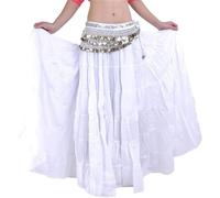 Hfnnhl Gonna di Danza del Ventre da Donna Gonna di Danza Tribale Stile Bohémien Gonna Lunga zingara da Donna (Senza Cintura) (Color : White, Size : One Size)