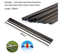 HFRSE Asta in Fibra di Carbonio Solido 1MM 2MM 3MM 4MM 5MM 6MM 7MM 8MM 9MM -14MM (500MM) Asta di Rinforzo Ad Alta Resistenza Leggera for Fai da Te(10x500mm 1pcs)