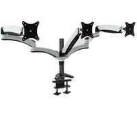 HFTEK® DS137S bianco Supporto da tavolo per 2 o 3 Monitor TV montaggio da tavolo Supporto da scrivania per schermo TFT LED LCD 15-27 pollici con VESA 75/100