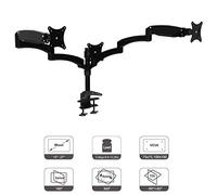HFTEK® DS137S Nero Supporto da Tavolo per Doppio Triplo 2 o 3 Monitor TV Montaggio da Tavolo Supporto da scrivania Desk Mount Bracket per Schermo TFT LED LCD 15-27 Pollici (DS137S Nero)