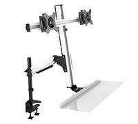 HFTEK® FY12WS Workfit Workstation Sit & Stand Supporto per 2 Monitor Supporto da scrivania Desk Mount Bracket inclinazione e Rotazione 13" - 24" Pollici con VESA 75/100 (FY12WS)