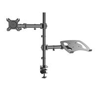 HFTEK, HF282LM, supporto da tavolo per monitor da 13 a 27 pollici con VESA 75/100, completamente mobile, altezza regolabile, con supporto per laptop, notebook, tablet, iPad