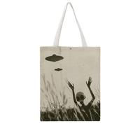 HFTOUJEQ Borsa tote in tela extraterrestre con cuore di prato 04, riutilizzabile, ecologica, borsa per la spesa, borsa a tracolla casual alla moda, borsa versatile ed elegante per attività all'aperto