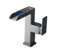 HFWRDVJCM Rubinetto for lavabo a Cascata con Luce LED, Display Digitale della Temperatura, Rotazione a 360 Gradi, Miscelatore for Acqua Calda e Fredda, for Bagno(Metal Grey)