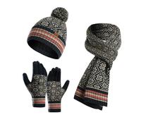 HFYRBDKSPI Set di guanti con sciarpa cappello invernale da donna Jacquard lavorato a maglia Pom Pom Cappello caldo Sciarpa lunga Touchscreen,Blu
