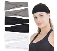 HFZRZFH Set di 6 fasce sportive da donna, comode e traspiranti, in nero, bianco e grigio, ideali per yoga, fitness e uso quotidiano