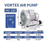 HG-120/180/250 Ventilatore ad alta pressione Ventilatore centrifugo Ventilatore potente industriale Pompa ad aria Pompa a vuoto Aeratore for laghetto for pesci Uso domestico(HG-180,1)