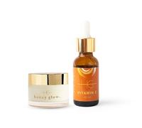 HG AESTHETICS Duo per la cura della pelle radiosa - Siero stimolante alla vitamina C (30 ml) + HoneyGlow Ceramide Moisturiser SPF15 (50 ml) - Idratante, anti-età e protezione