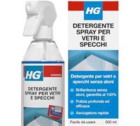 HG Detergente Spray per Vetri e Specchi, Senza Aloni, 500ml | Spray vetri e specchi ad asciugatura rapida; rimuove grasso e impronte con poche passate e senza lasciare aloni o striature