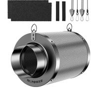 HG Power Filtro a Carbone Attivo 100mm, Lunghezza 200mm - Carbone Attivo Vergine Australiano 38mm, Controllo degli odori per Grow Box, idroponica & Ventilatore da Condotto, con 2 Pre-filtri