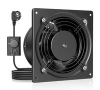 HG Power Ventola Aspirazione 150mm - 525m³/h Ventola Bagno Silenziosa con Valvola di non ritorno, Regolatore di velocità, Spina, Aspiratore Industriale 38W per Cucina Garage Seminterrato, Nero