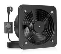 HG Power Ventola Aspirazione 250mm - 1680m³/h Ventola Bagno Silenziosa con Valvola di non ritorno, Regolatore di velocità, Spina, Aspiratore Industriale 74.5W per Cucina Garage Seminterrato, Nero