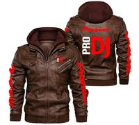 HGABSCKC Giacca da Moto in Pelle PRO DJ, Sportiva Giubbotto, PU Giubbotto per(Brown,S)